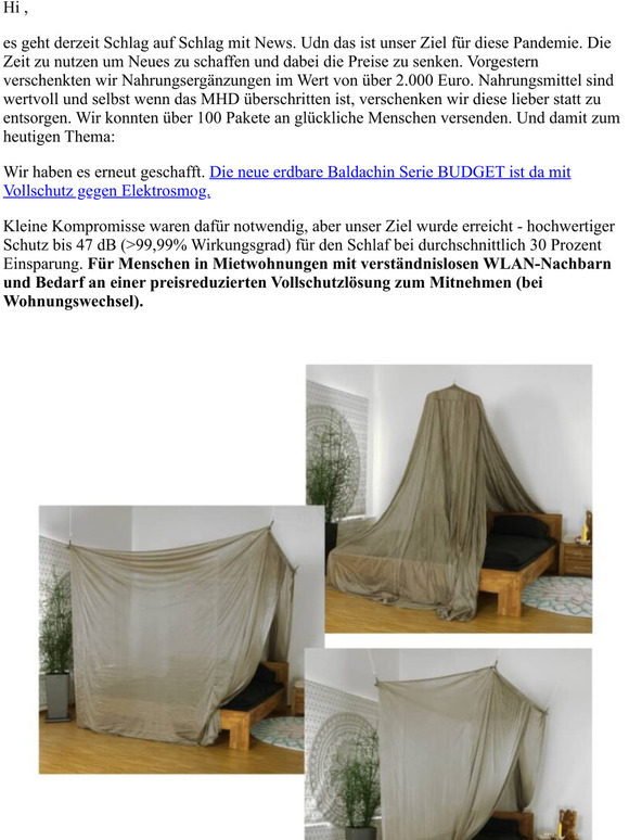  Neue Vollschutz Baldachin Budget Serie. Ca. 30% gnstiger!
