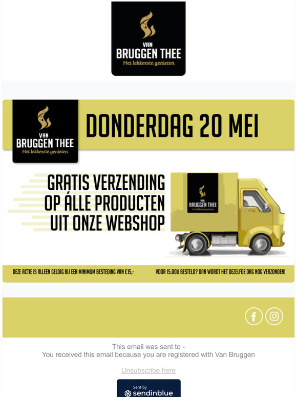 Gratis verzending Donderdag 20 mei