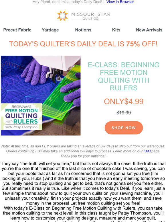 Missouri Star Quilt Company [Quilter's Daily Deal] The Truth Will Set