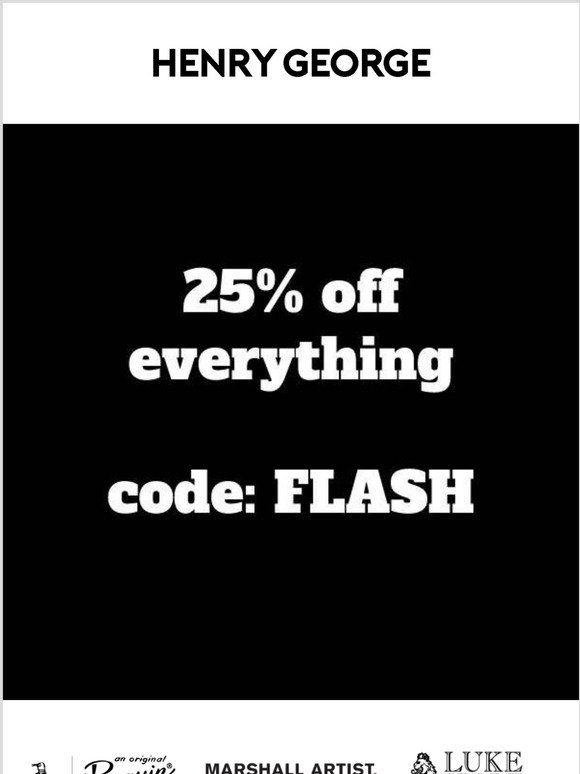FLASH SALE! 25% Off EVERYTHING for tonight only