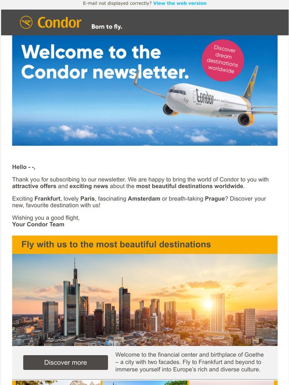  --thank you for your subscription to the Condor newsletter!