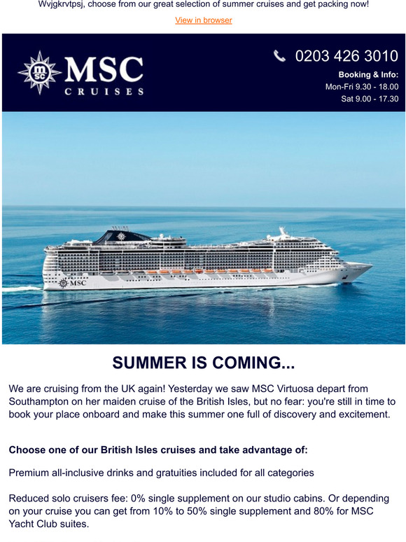 MSC Cruises UK A preview of your summer holiday! Milled