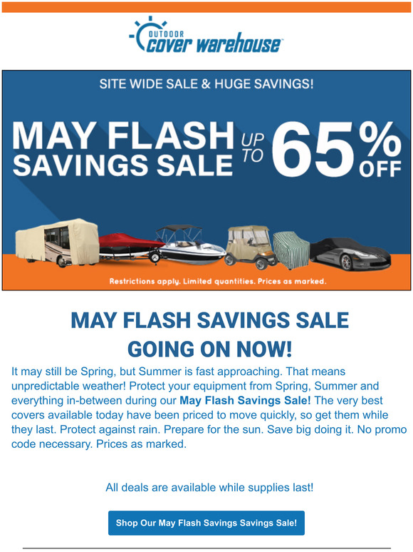 Save up to 65% off during our May Flash Saving Sale!