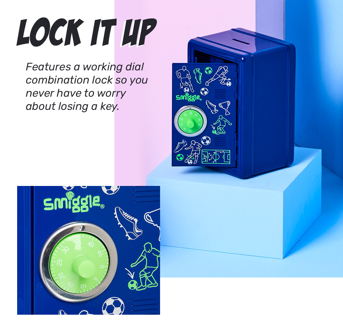 Smiggle Here to make saving fun, the Nutty Moneybox Safe Milled