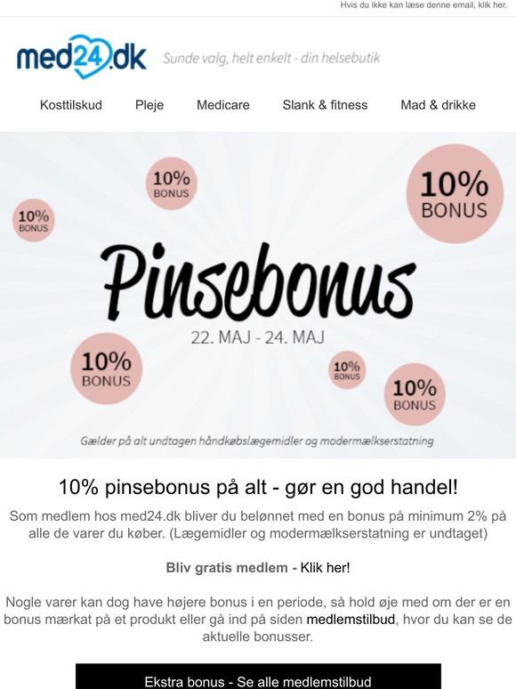 10% pinsebonus p ALT i shoppen