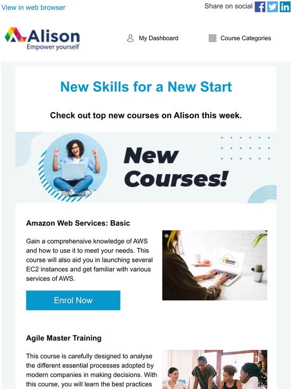 Alison [NEW COURSES] Top New Courses on Alison this Week Milled