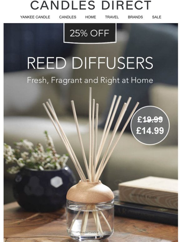 Time For A Refresh ?  Yankee Candle 120ml Reed Diffusers - 25% OFF