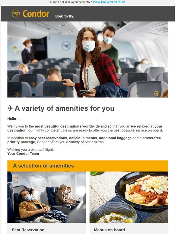  --fly more relaxed to your dream destination with Condor!