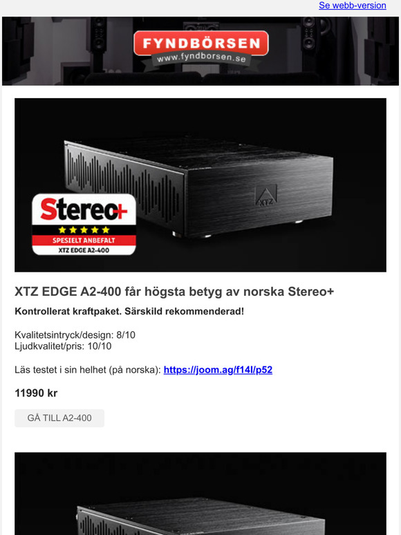 XTZ EDGE A2-400 fr hgsta betyg av Stereo+