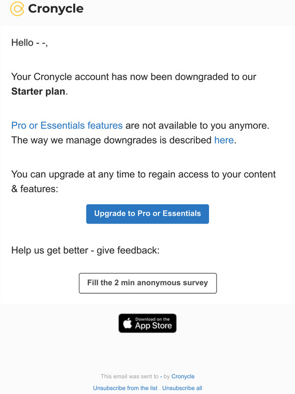 Account downgraded