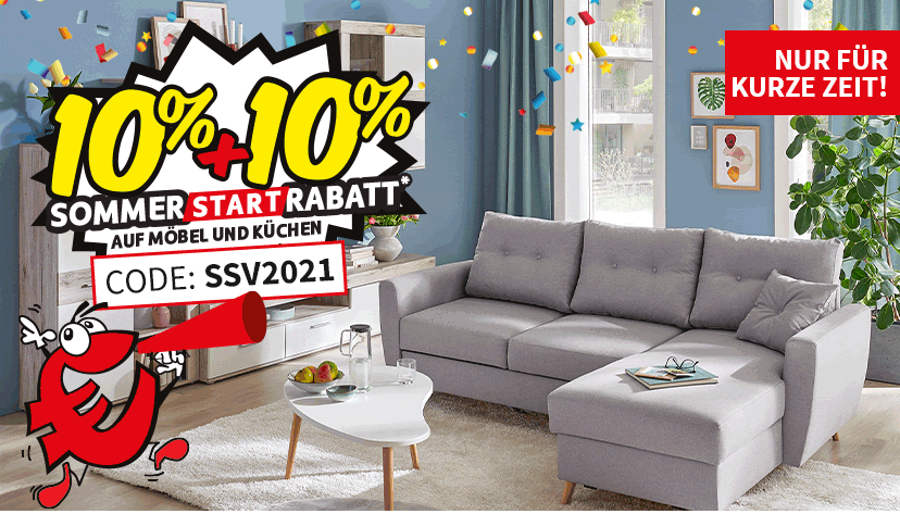 Sconto 10 + 10 auf Mbel und Kchen* mit dem SommerStartRabatt Milled