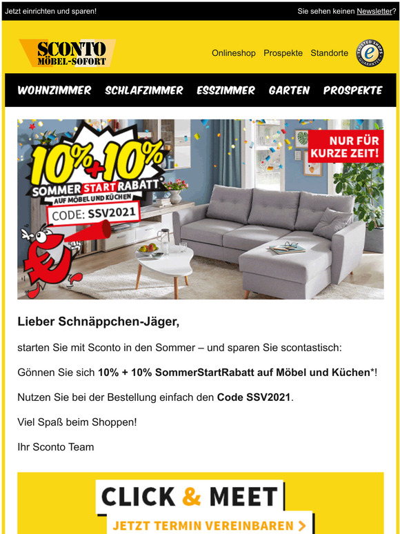 Sconto Möbel Sofort der Möbelmarkt 10 + 10 auf Mbel