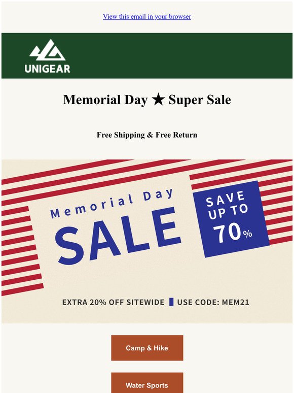 Memorial Day  Super Sale