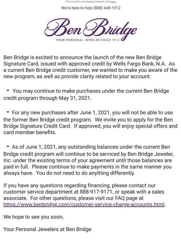 Ben Bridge Introducing Our New Ben Bridge Signature Card Milled