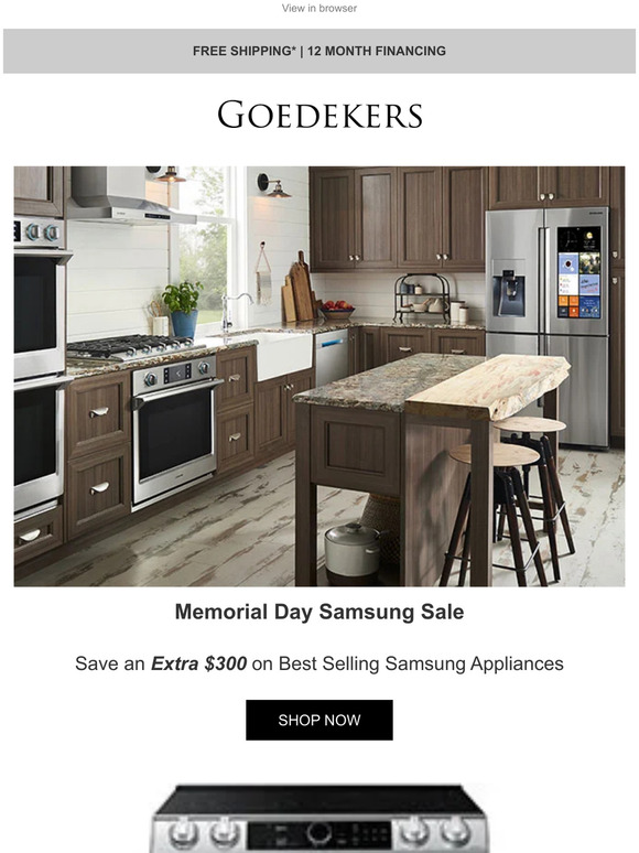 Save an Extra $300 on Samsung & Frigidaire Appliances, or an Extra $200 on Maytag!