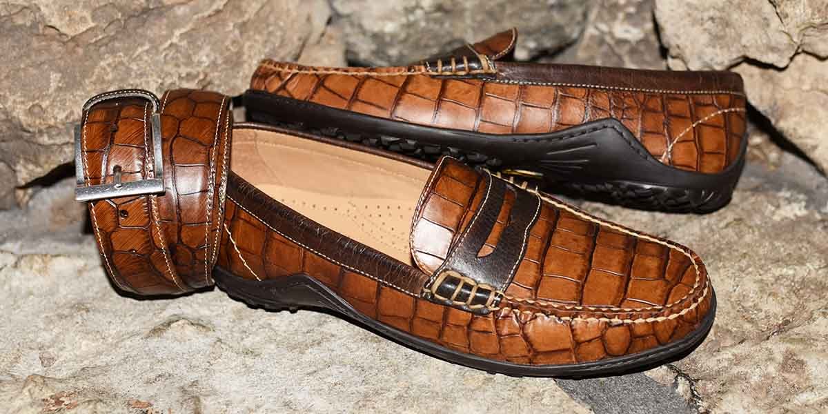 Monte Carlo Hand Finished Alligator Grain Leather Horse Bit Driving Loafers  - Chestnut