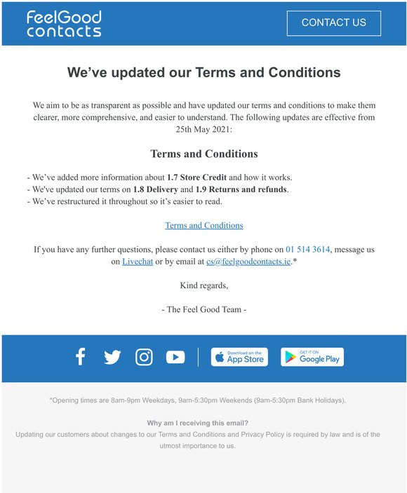 Weve updated our Terms and Conditions