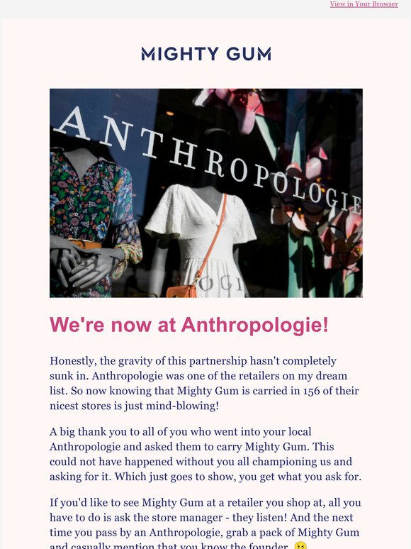We did it! We're now available at Anthropologie! 