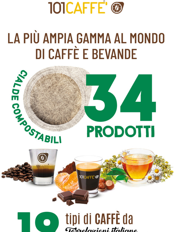 101CAFFE'® Bella Macchina caffè espresso compatibile con capsule