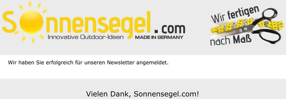 Newsletter Anmeldung erfolgreich