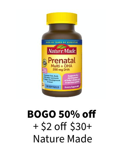 BOGO 50% off + $2 off $30+ Nature Made