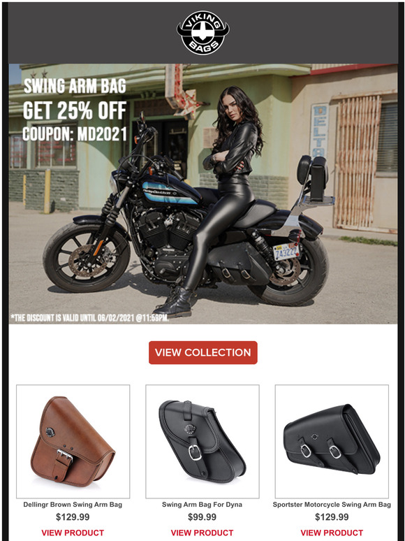 Viking Raven Extra Large Shock Cut-Out Leather Motorcycle Saddlebags for Harley Street 500