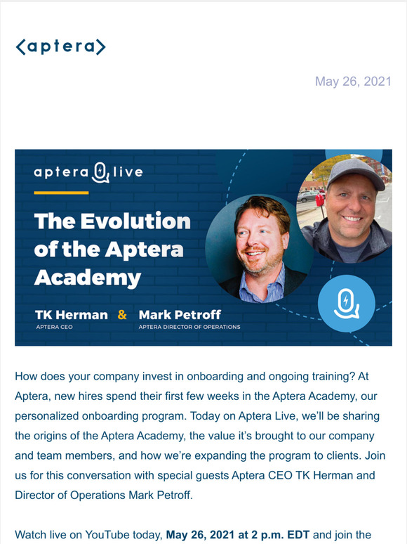 Live Today (5/26): Aptera Academy 101