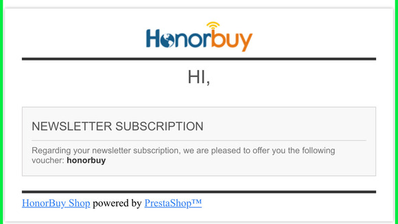 [HonorBuy Shop] Newsletter voucher