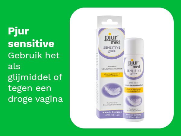 Pjur Sensitive. Gebruik het als glijmiddel of tegen een droge vagina.