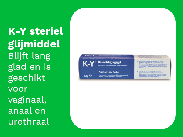 K-Y steriel glijmiddel. Geschikt voor vaginaal, anaal en urethraal gebruik.