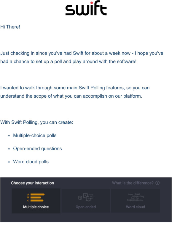 What kinds of questions can you create with Swift Polling?