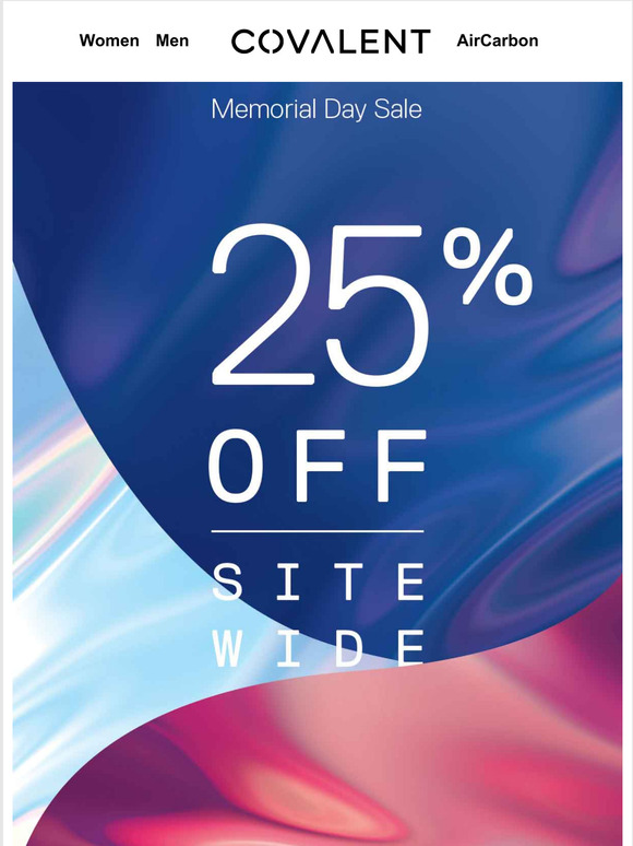 25% Off. Free Shipping. Happy Memorial Day!
