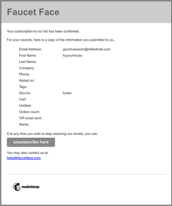 Faucet Face: Subscription Confirmed