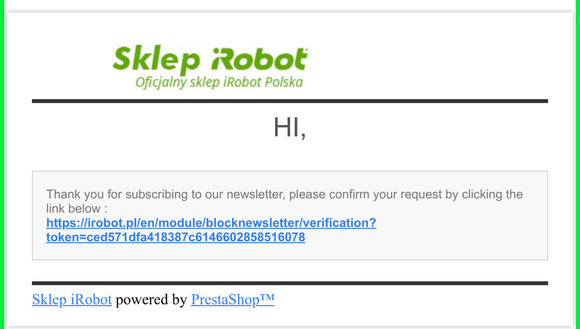 [Sklep iRobot] Email verification