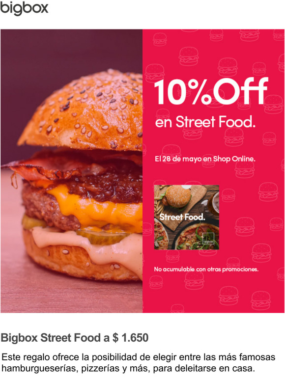 Feliz Da de la Hamburguesa! 10% Off en Street Food para que (te) regales una bomba