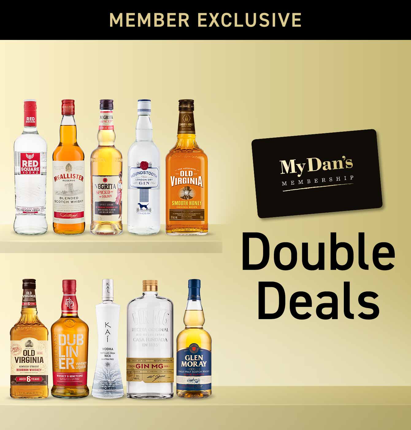 My Dan's Membership card with spirits bottles