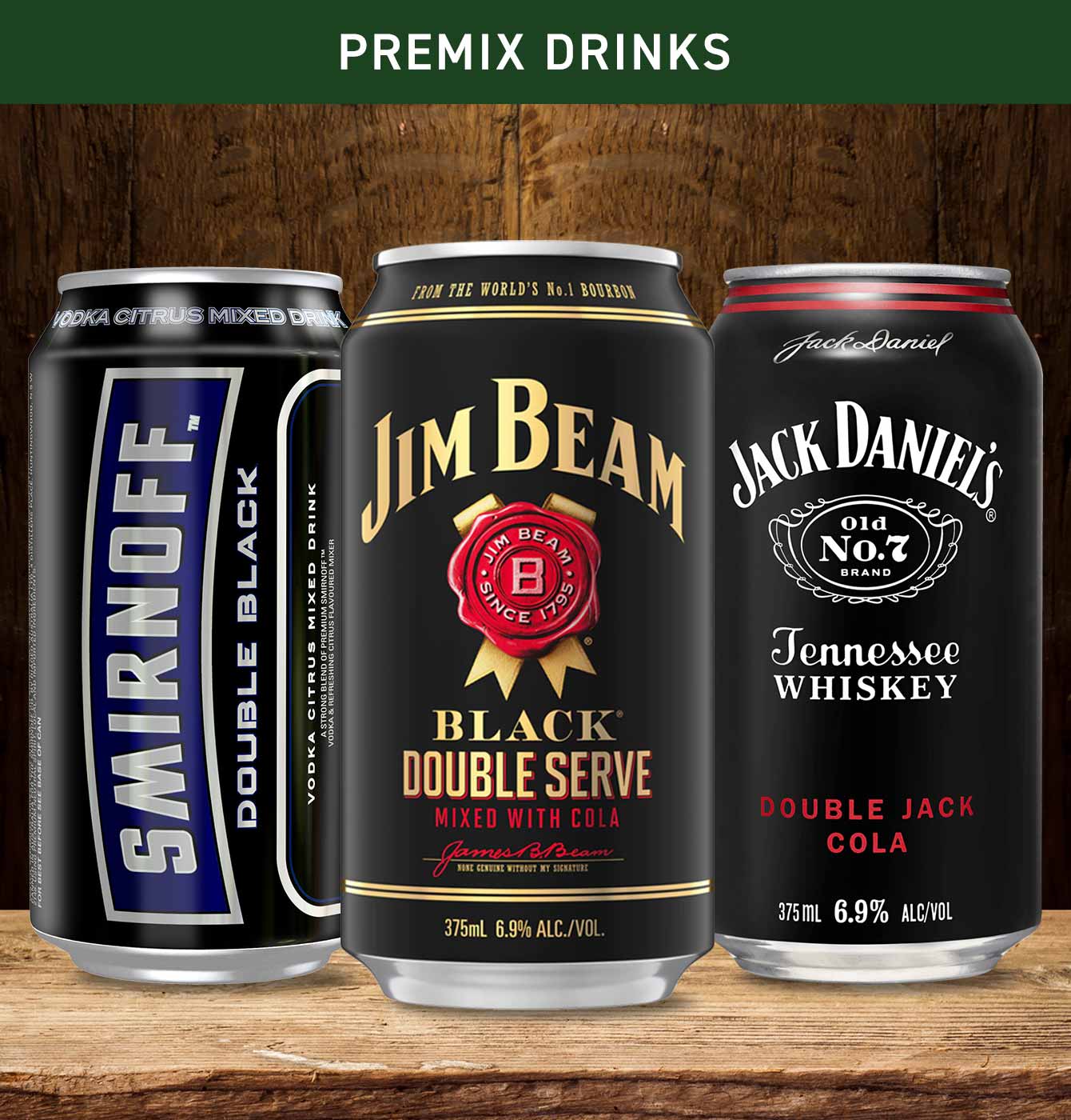 Cans of bar serve premix