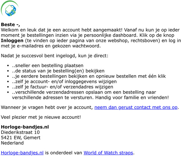 Je account is klaar voor gebruik!