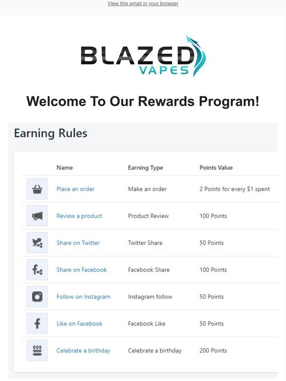 Welcome to the Blazed Vapes Rewards Program!