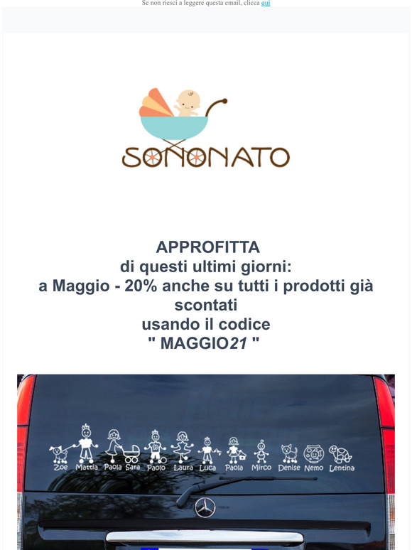 a Maggio tutti i prodotti scontati del 20%