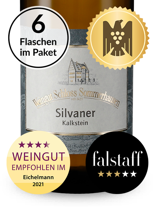 Frühlingsfrischer Silvaner: Schloss Sommerhausen 6 Flaschen Silvaner Kalkstein trocken 2020