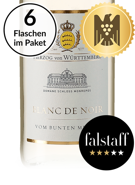 Sommerliches Farbenspiel: Herzog von Württemberg 6 Flaschen Blanc de Noir vom bunten Mergel 2020