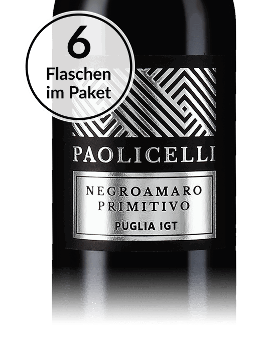 Typisch Apulien: Casa Vinicola Botter 6 Flaschen Paolicelli Negroamaro Primitivo 2020
