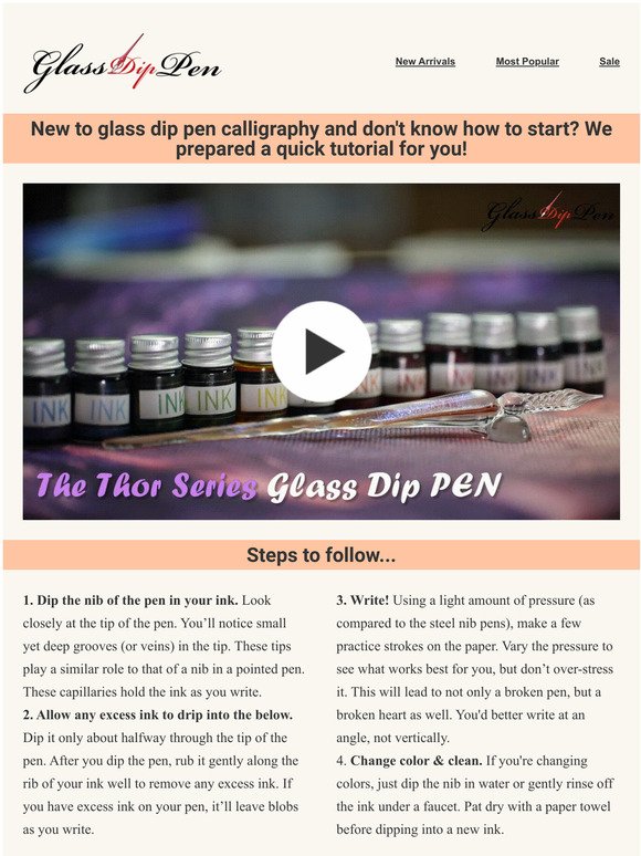 Tutorial on how to write with glass dip pen