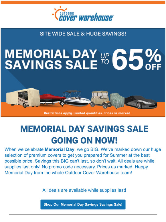 Save up to 65% off during our Memorial Day Saving Sale!