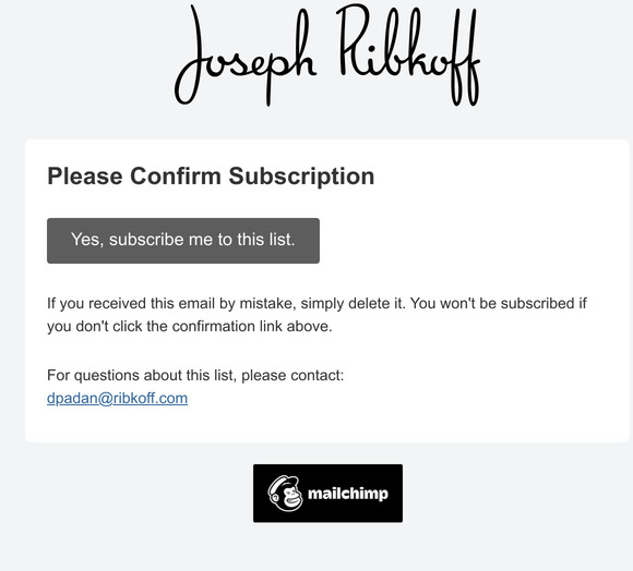 Website E-mail Signup: Please Confirm Subscription