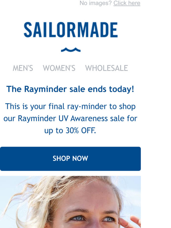 This is your FINAL ray-minder for 30% OFF!