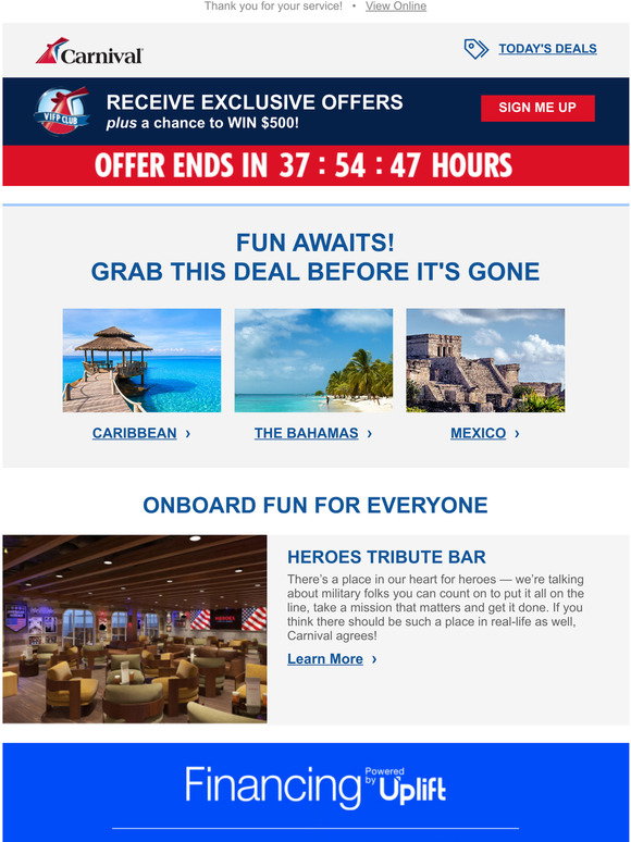 Carnival Cruises Memorial Day Savings... plus a little extra to spend