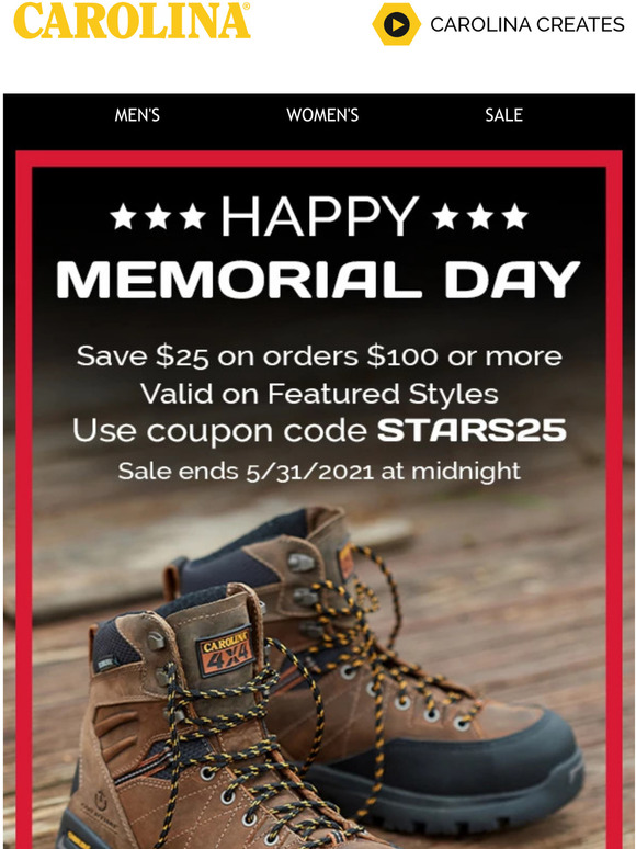 memorial day work boot sale