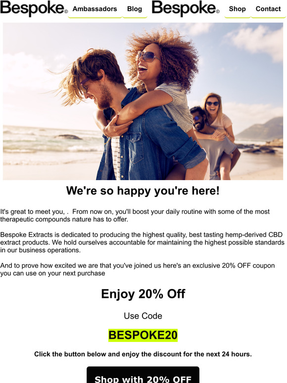 Welcome to the family! Here's a 20% OFF gift